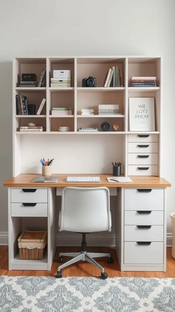 Organized Desk With Built-In Storage
