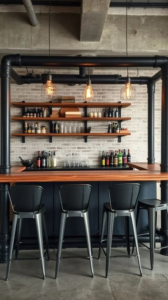 Raw Metal And Wood Industrial Bar
