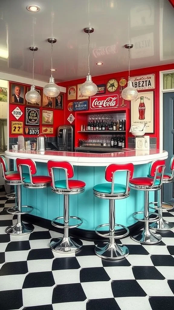 Retro Bar With Classic Checkerboard Flooring
