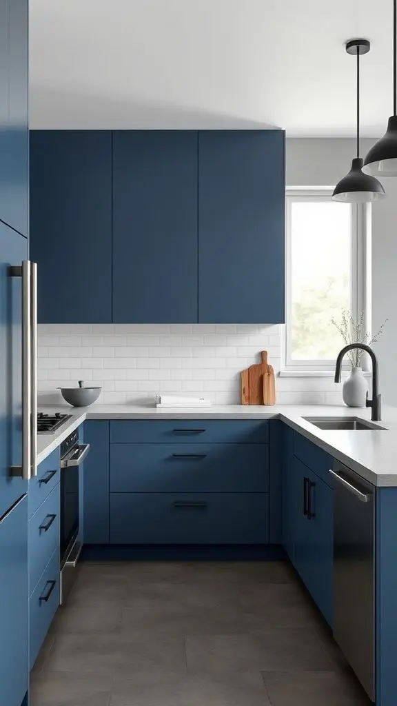 Sleek Matte Blue Contemporary Kitchen

