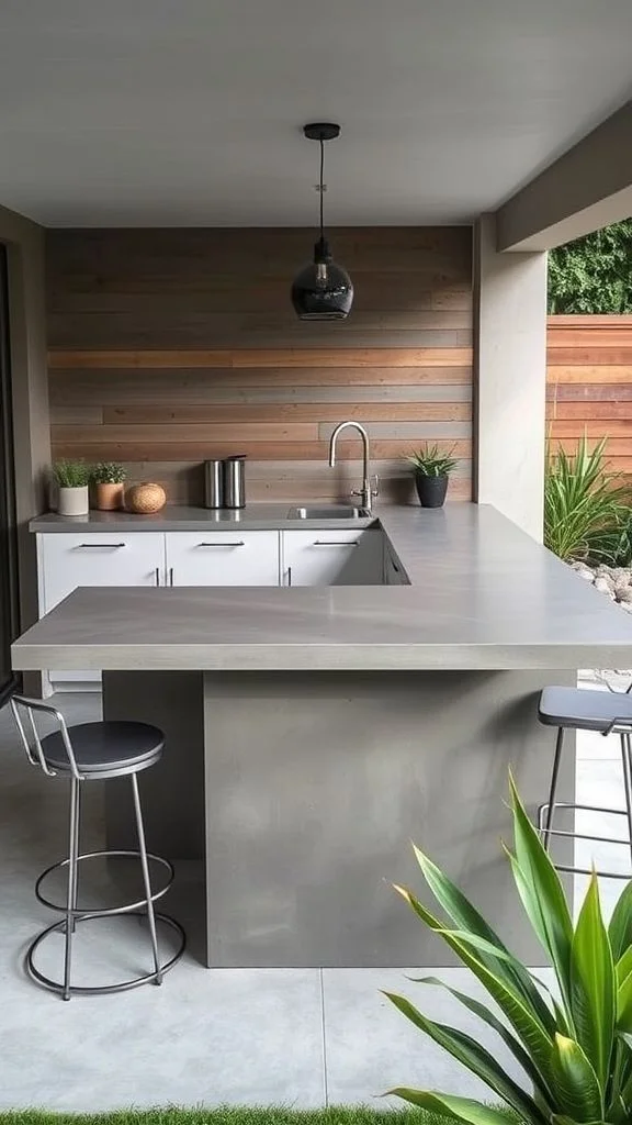 Sleek Poured-Concrete Bar Counter Design
