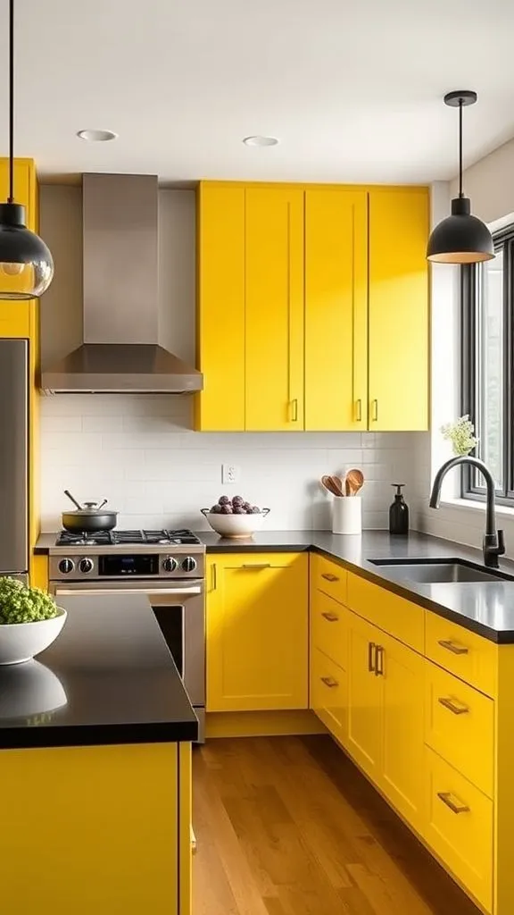 Statement-Making Yellow Cabinets In A Sleek Contemporary Setting