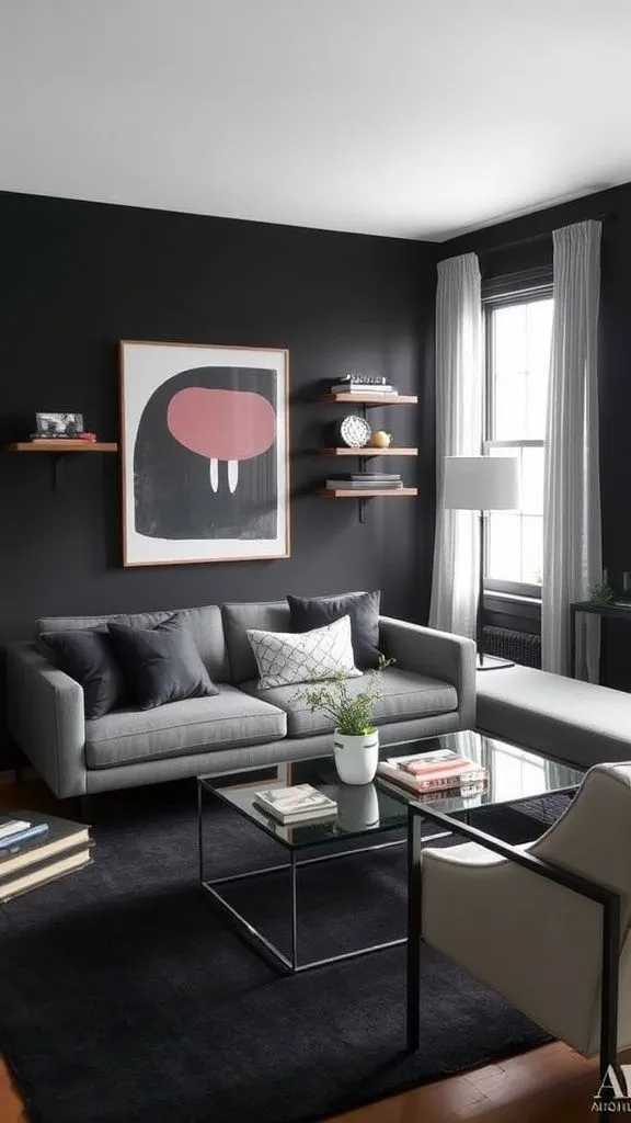 Streamlined Black Area With Space-Saving Pieces
