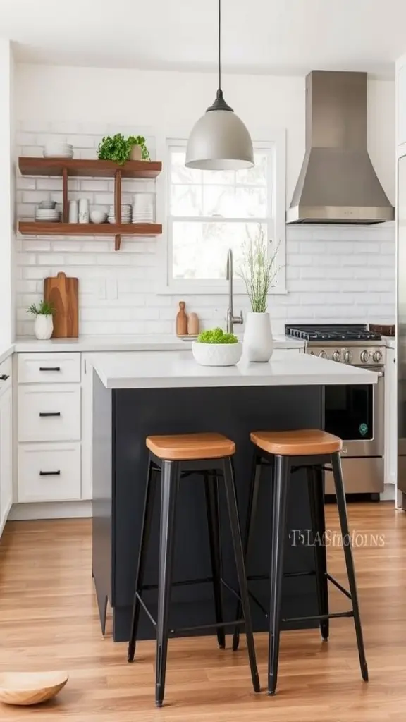 Striking Contrast Stools With Black And Wood
