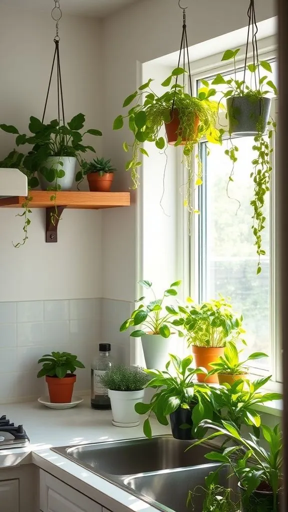 Sunlit Space Filled with Fresh Greenery
