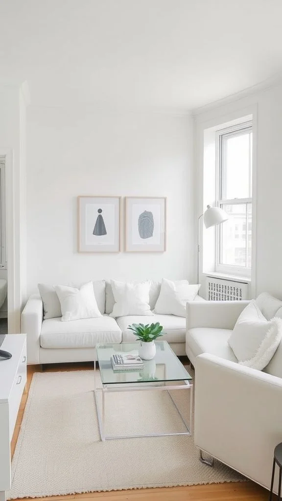 Tiny Apartment White Living Room Efficiency
