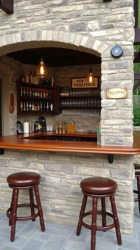 Traditional Stone Pub-Style Bar
