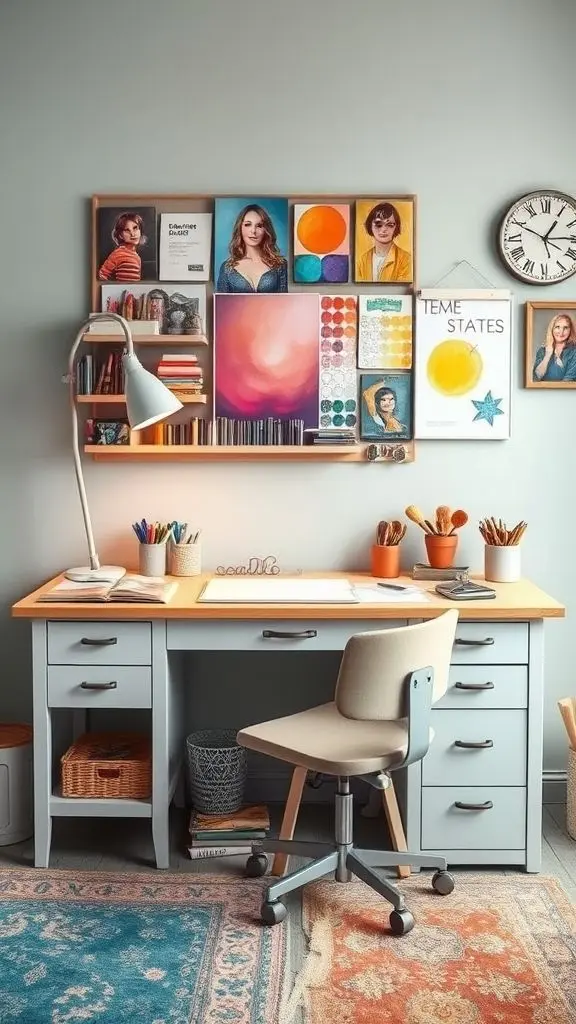 Vibrant Art Studio Desk
