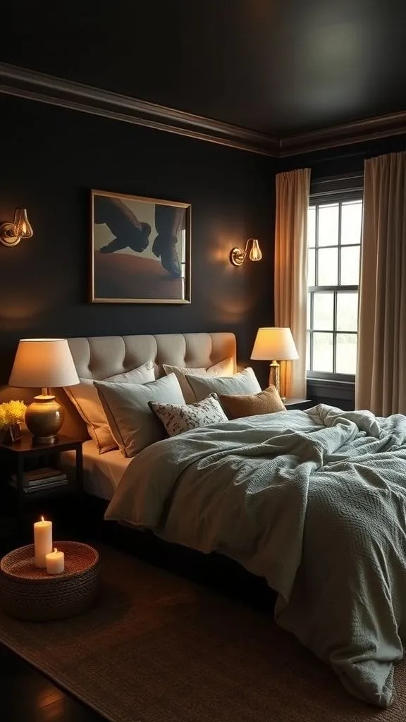 Warm Black Retreat With Ambient Glow
