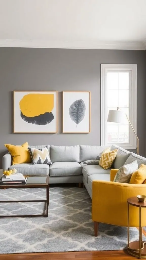 Warm Yellow And Charcoal Grey Combination
