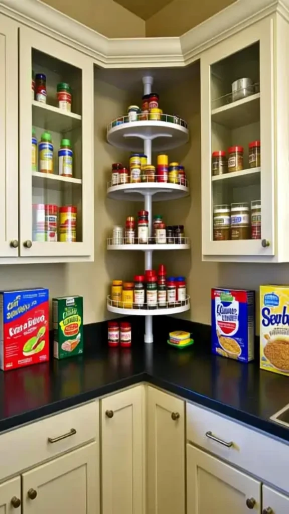 Angled Space With Rotating Trays