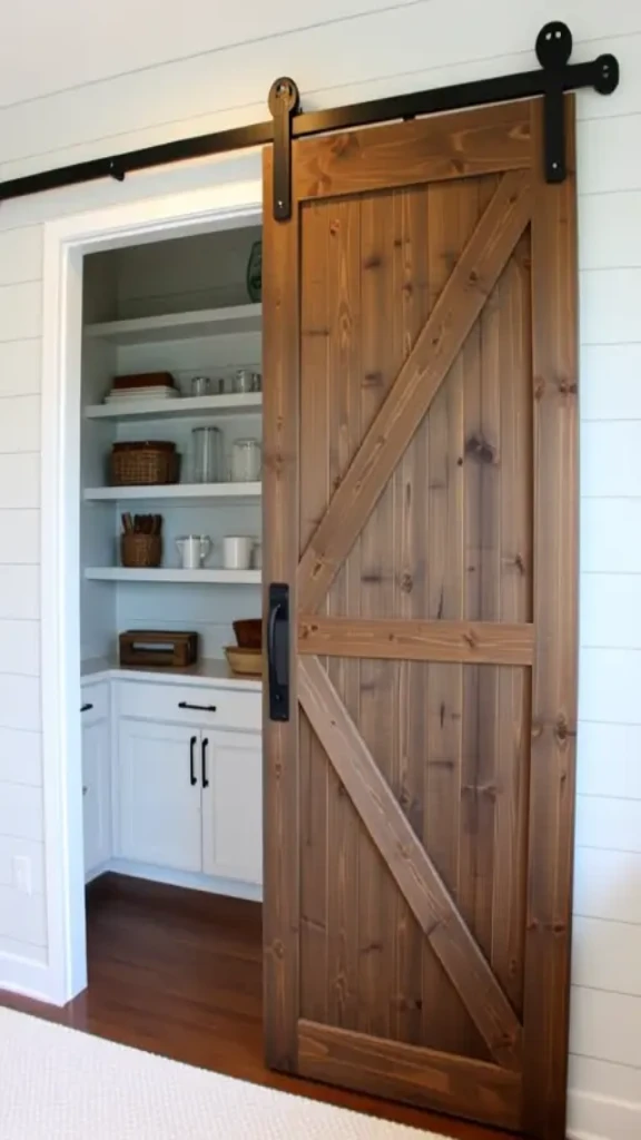 Barn-Style Entry With Sliding Wood Panel