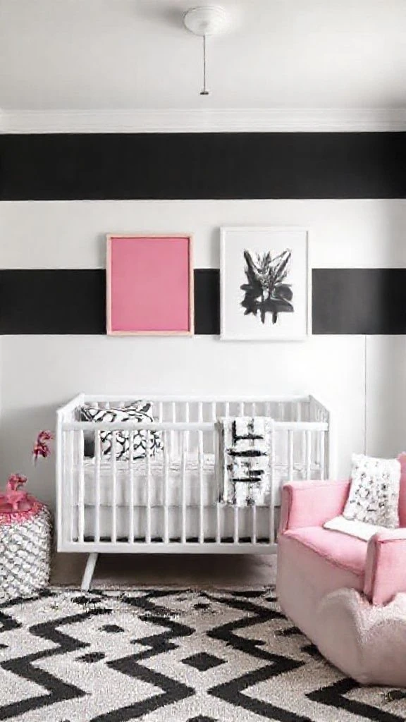 Black And White Base With Rosy Pink Pops
