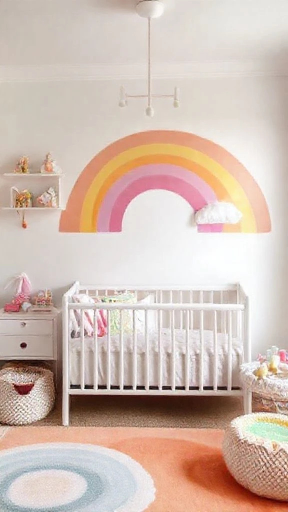 Cheerful Rainbow-Themed Baby Girl Space
