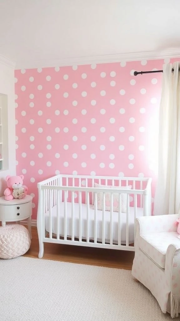 Classic Pink Polka Dot Haven In White
