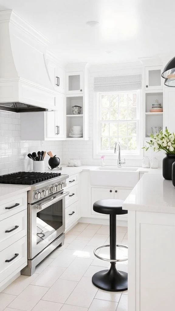 Crisp White Base with Strategic Black Elements
