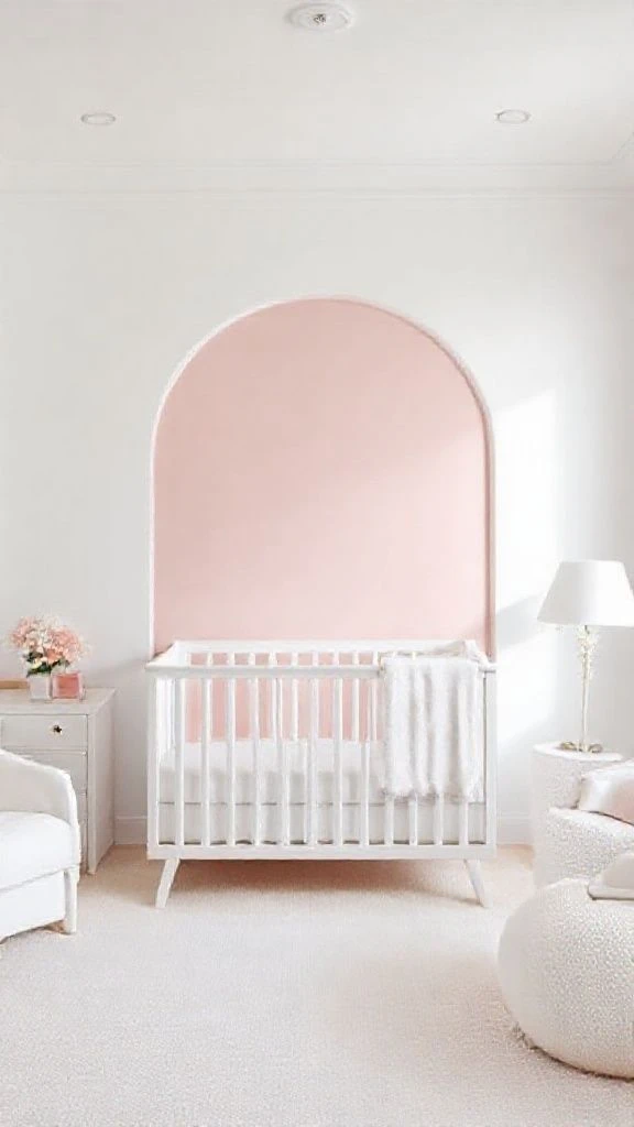 Crisp White Nursery With Blush And Architectural Arch Detail
