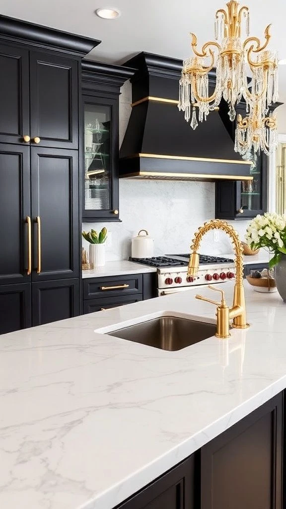 Opulent Kitchen with Metallic Touches
