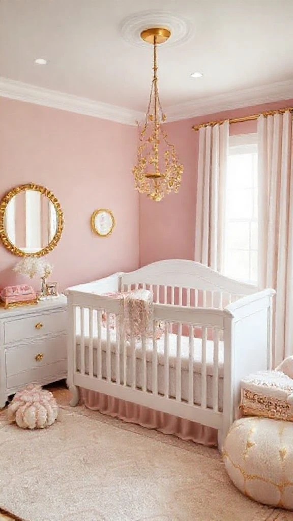 Sophisticated Blush Haven With Metallic Gold Touches
