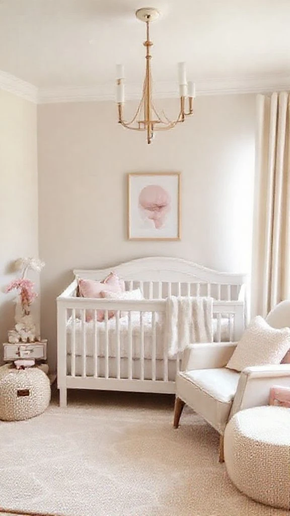 Subtle Neutral Nursery Enhanced By Blush Accessories
