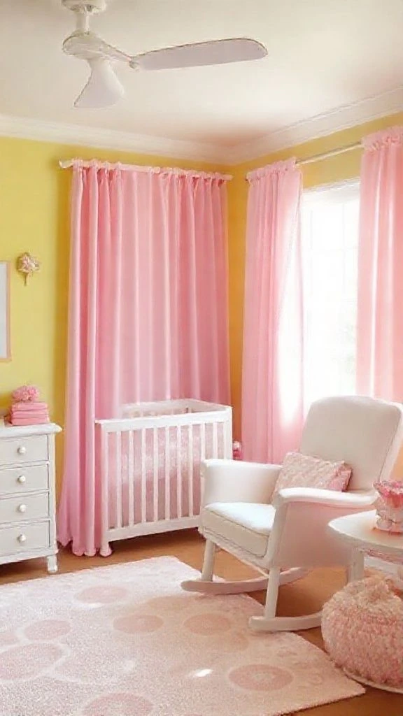 Sunshine Yellow Base With Pink Decorative Elements
