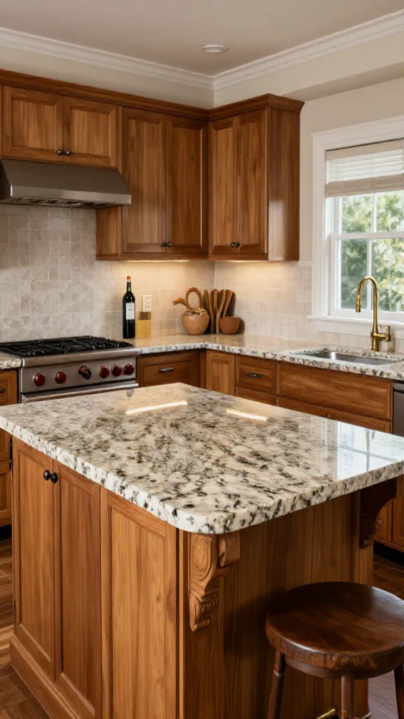 Classic Kitchen Featuring Speckled Stone Island