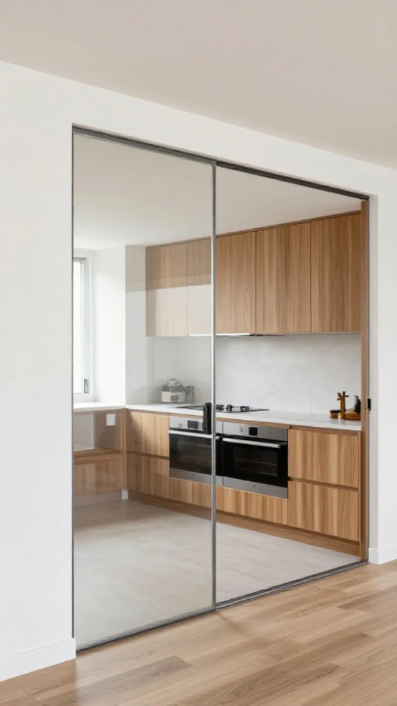 Concealed Kitchen Behind Movable Panels