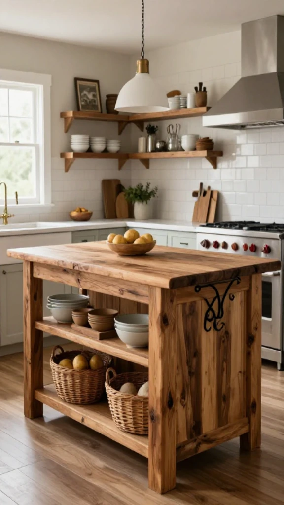 Country Charm Kitchen Island With Reclaimed Character