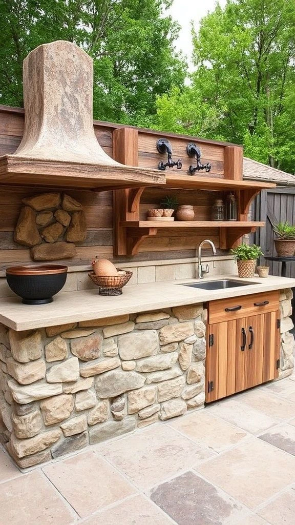 Countryside-Inspired Cooking Area With Natural Materials
