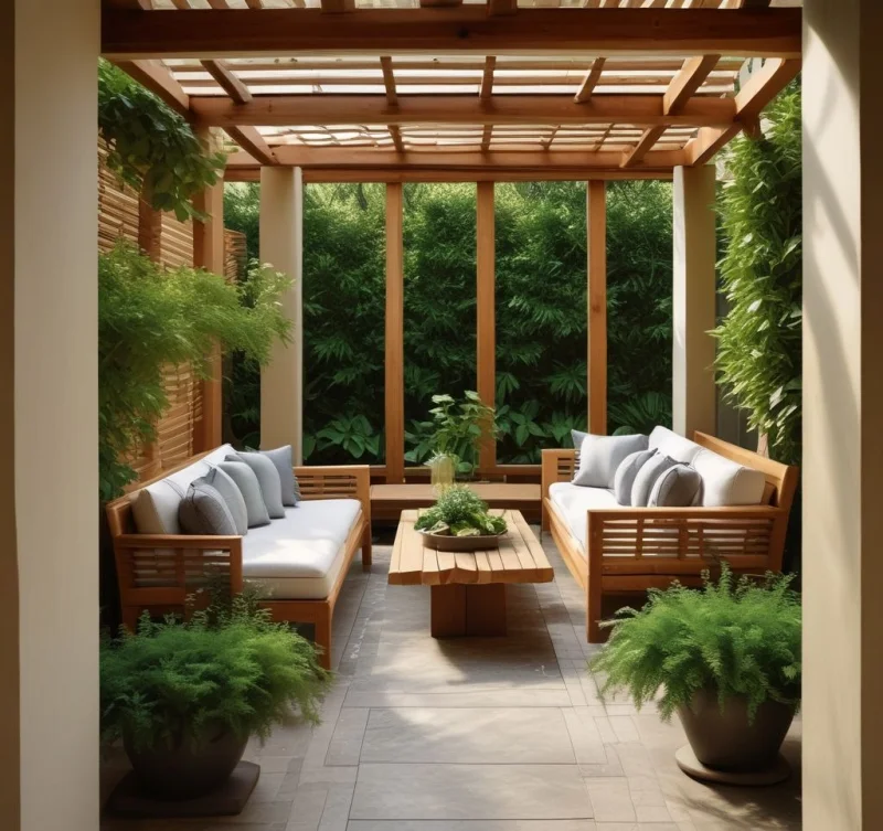 Design a Peaceful Haven with Wood and Greenery
