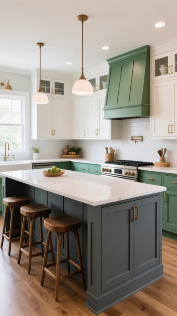 Dual-Color Kitchen Featuring Expansive Central Island