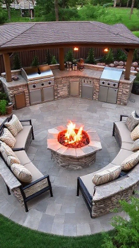 Dual-Purpose Kitchen With Built-In Fire Feature
