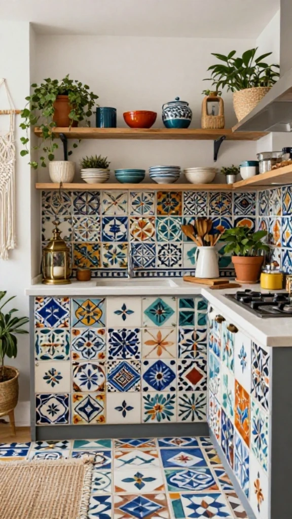 Free-Spirited Kitchen with Patterned Ceramic Tiles