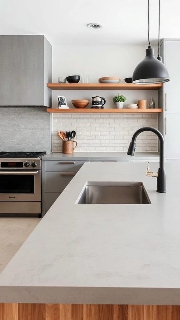 Industrial-Style Kitchen With Smooth Cement Surfaces
