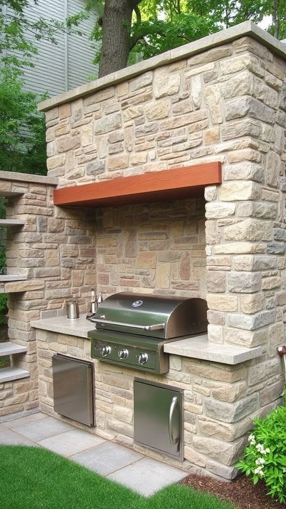 Integrated Stone Wall Kitchen Structure

