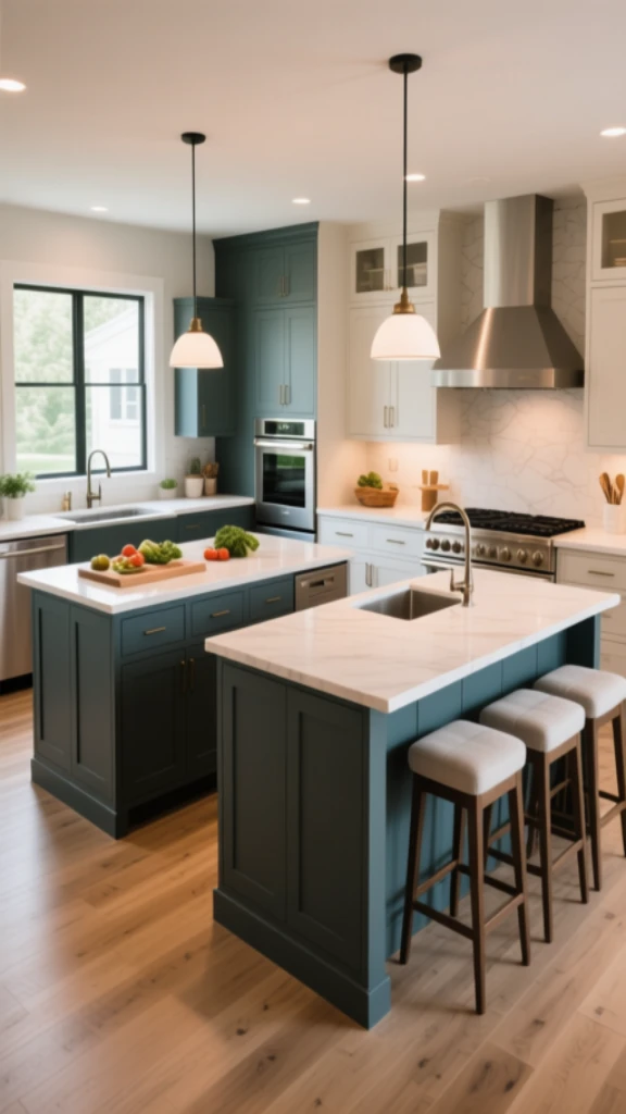 Kitchen Featuring Twin Island Configuration