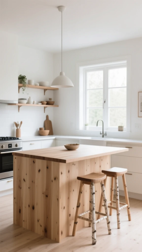 Nordic-Inspired Kitchen With Natural Timber Island