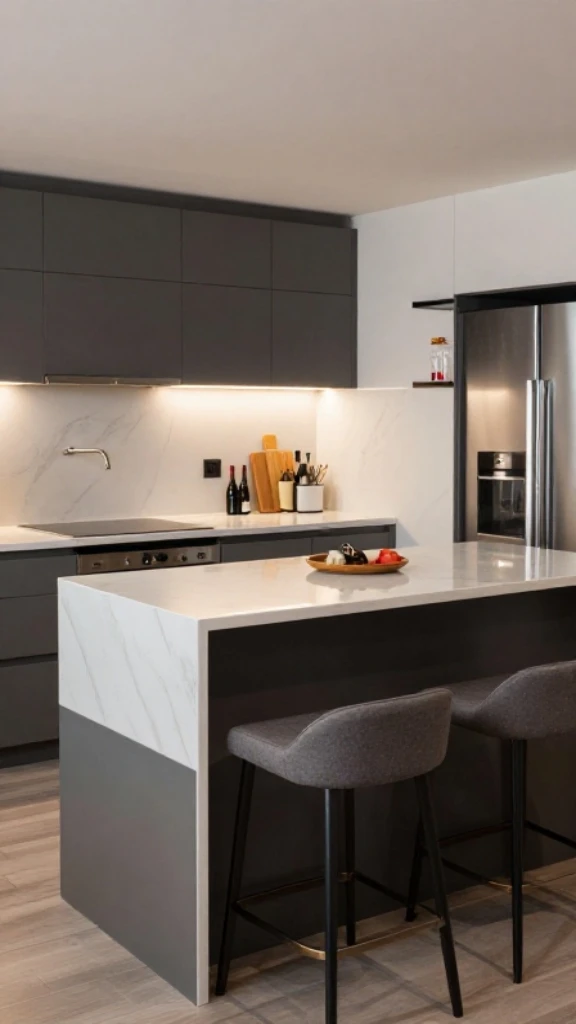 Premium Compact Kitchen with Integrated Bar Counter