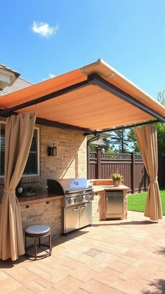 Sheltered Cooking Area With Adjustable Canopy
