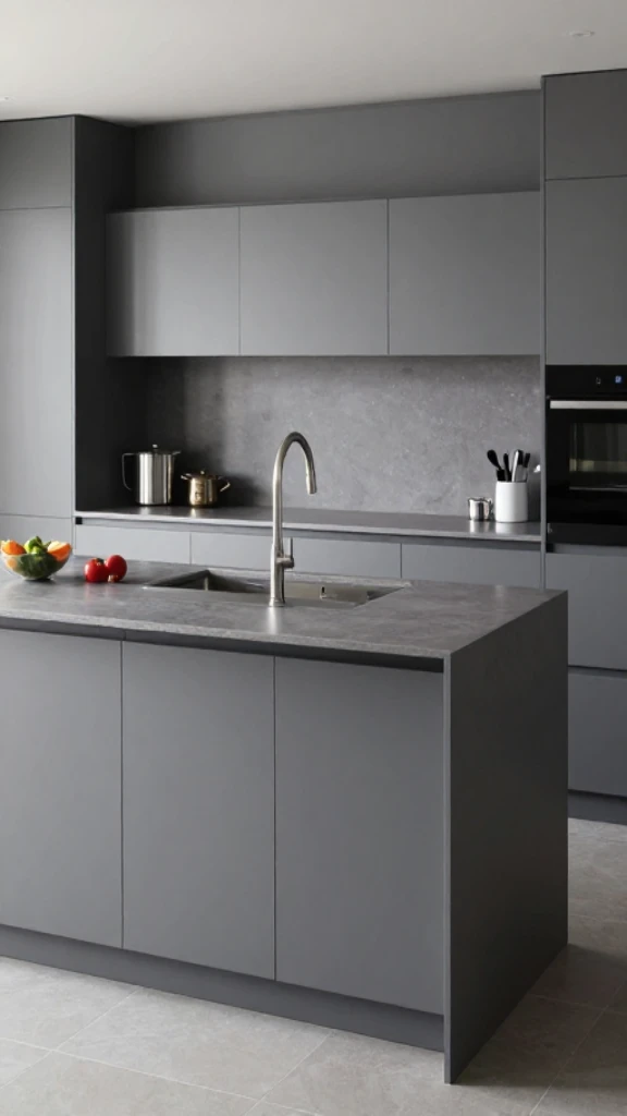 Sleek Ash Kitchen With Integrated Island Basin