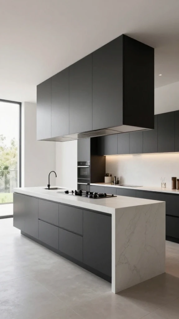 Streamlined Kitchen Featuring Suspended Island Design