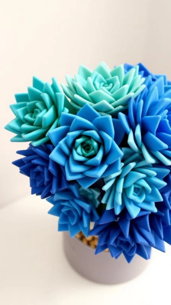 Blue Succulent-Inspired Geometric Bouquet