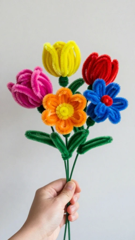 Colorful Pipe Cleaner Flowers