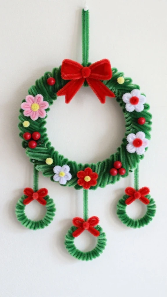 Festive Pipe Cleaner Wreaths