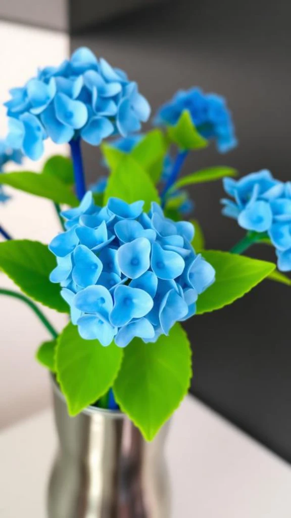 Fluffy Blue Hydrangea Clusters