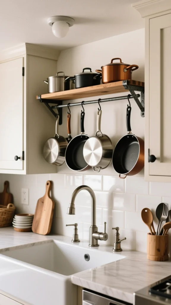 Hanging Pot Rack Above the Sink