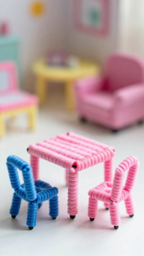 Miniature Pipe Cleaner Furniture