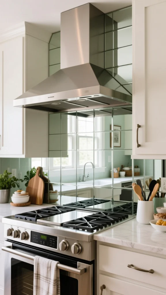 Mirror Backsplash for Visual Space