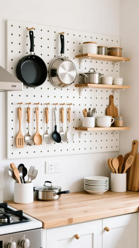 Pegboard Wall for Vertical Storage