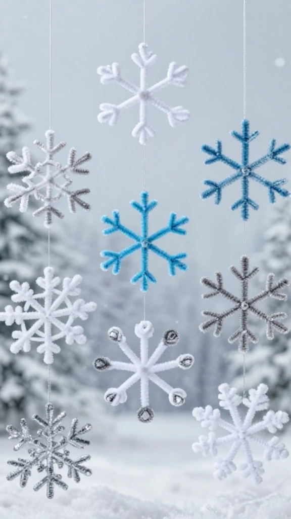 Sparkly Pipe Cleaner Snowflakes